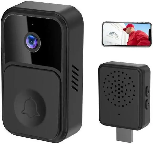Alt view image 3 of 7 - ML19 90 Degree Wide Angle Wireless Smart Video Doorbell, Size:ML19 (Black)