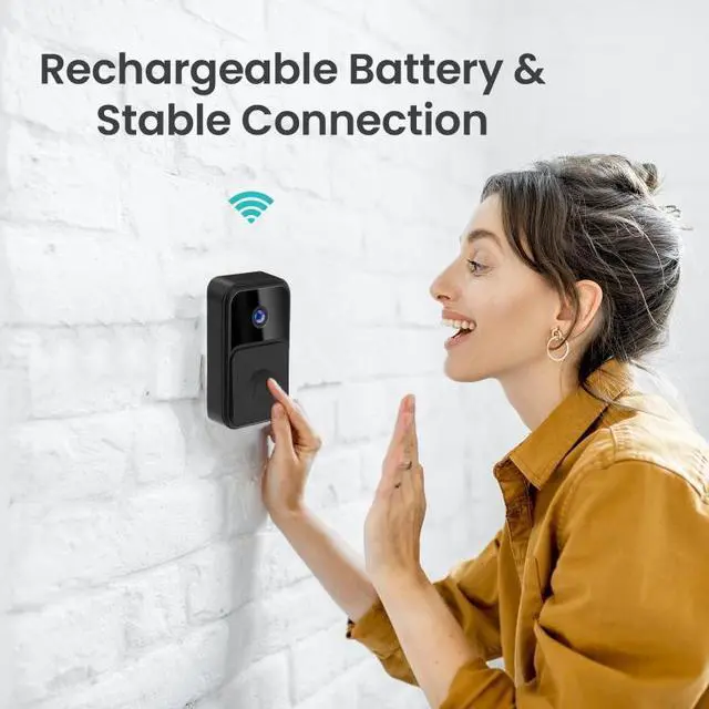 Alt view image 4 of 7 - ML19 90 Degree Wide Angle Wireless Smart Video Doorbell, Size:ML19 (Black)