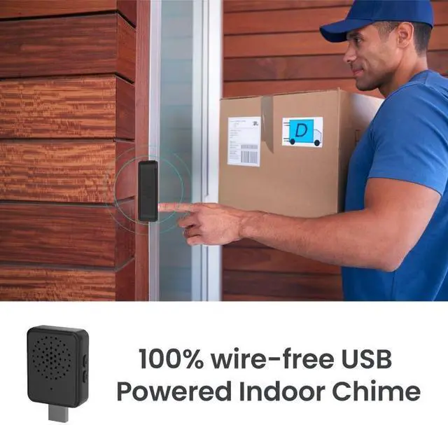 Alt view image 7 of 7 - ML19 90 Degree Wide Angle Wireless Smart Video Doorbell, Size:ML19 (Black)