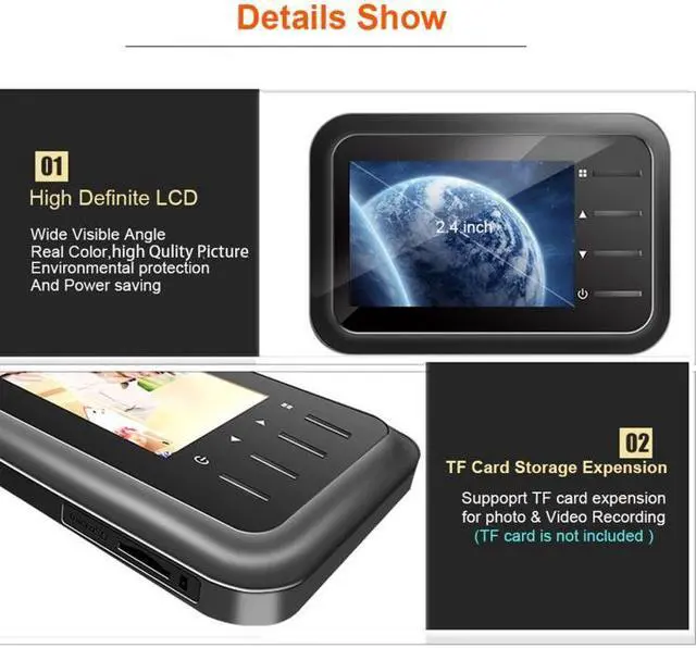 Alt view image 6 of 7 - R11 2.4 inch TFT LCD Display Night Vision Photo Video Electronic Cat Eye Doorbell