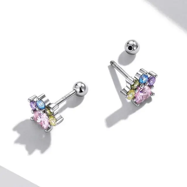 Alt view image 2 of 7 - S925 Sterling Silver Color Zircon Cute Claw Ear Stud Women Earrings Color Zircon Cute Claw