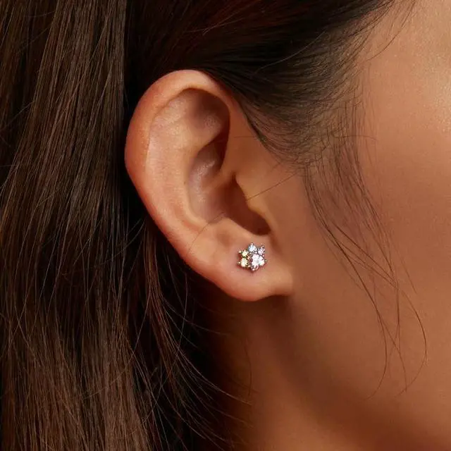 Alt view image 6 of 7 - S925 Sterling Silver Color Zircon Cute Claw Ear Stud Women Earrings Color Zircon Cute Claw