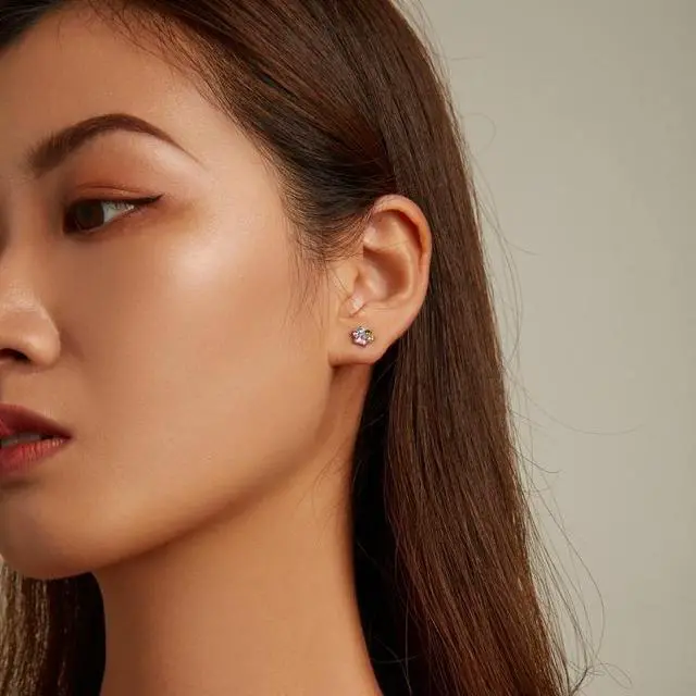 Alt view image 7 of 7 - S925 Sterling Silver Color Zircon Cute Claw Ear Stud Women Earrings Color Zircon Cute Claw