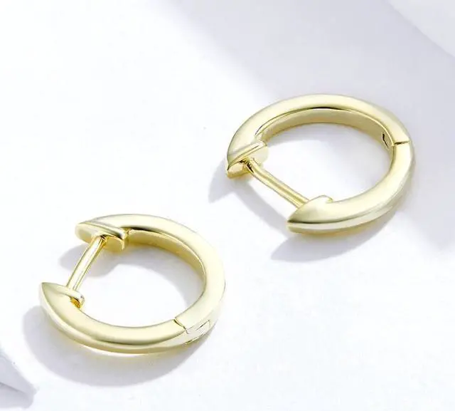 Alt view image 2 of 7 - Simple Earrings Sterling Silver S925 Earrings Ear Buckles Gold