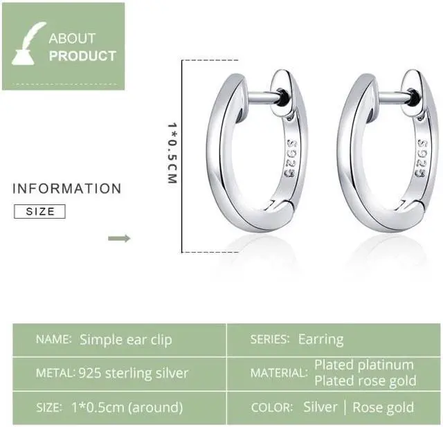Alt view image 6 of 7 - Simple Earrings Sterling Silver S925 Earrings Ear Buckles Gold
