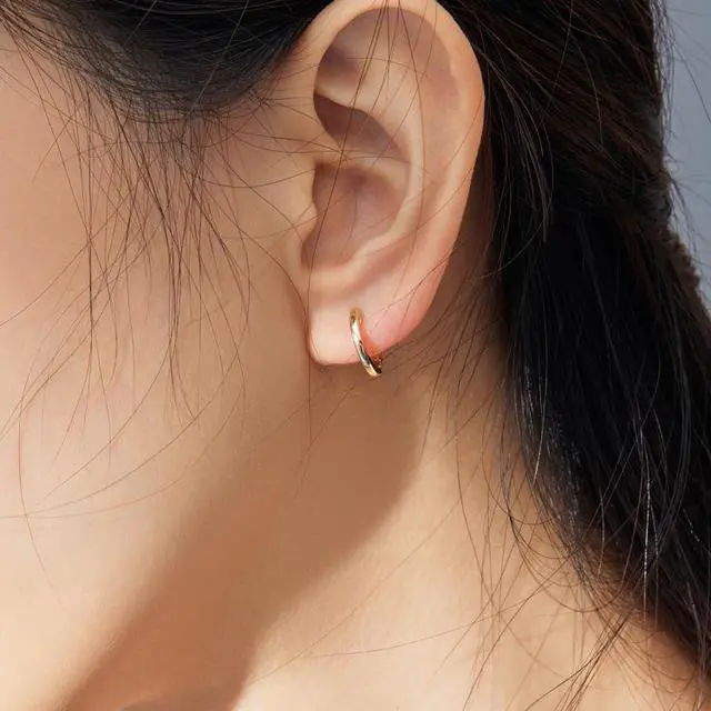 Alt view image 7 of 7 - Simple Earrings Sterling Silver S925 Earrings Ear Buckles Gold