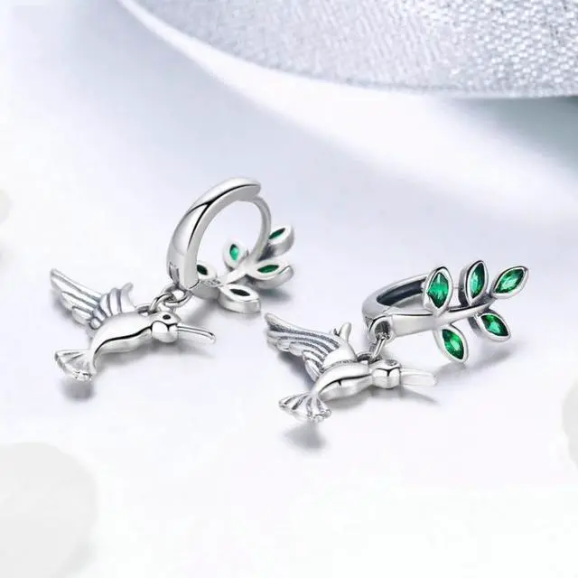 Alt view image 2 of 6 - Hummingbird Greetings S925 Sterling Silver With Zircon Earrings SCE464