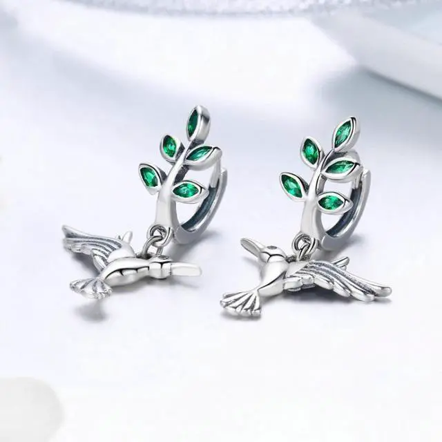 Alt view image 3 of 6 - Hummingbird Greetings S925 Sterling Silver With Zircon Earrings SCE464
