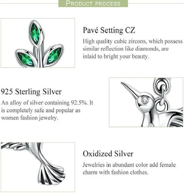 Alt view image 4 of 6 - Hummingbird Greetings S925 Sterling Silver With Zircon Earrings SCE464
