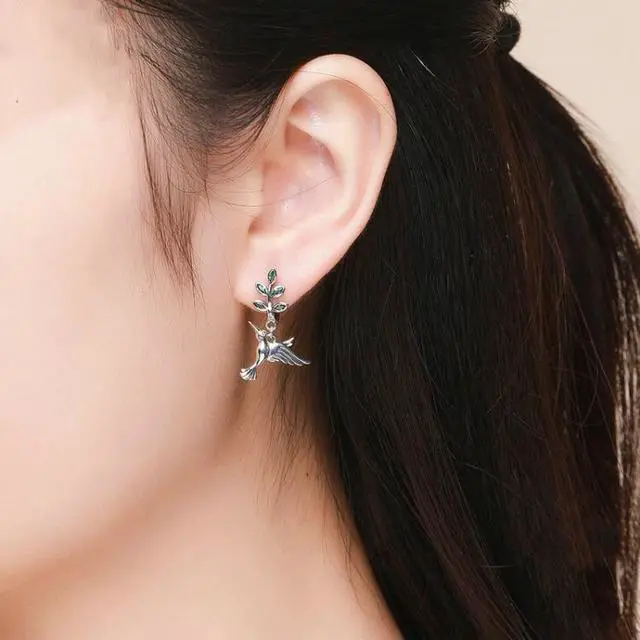 Alt view image 6 of 6 - Hummingbird Greetings S925 Sterling Silver With Zircon Earrings SCE464