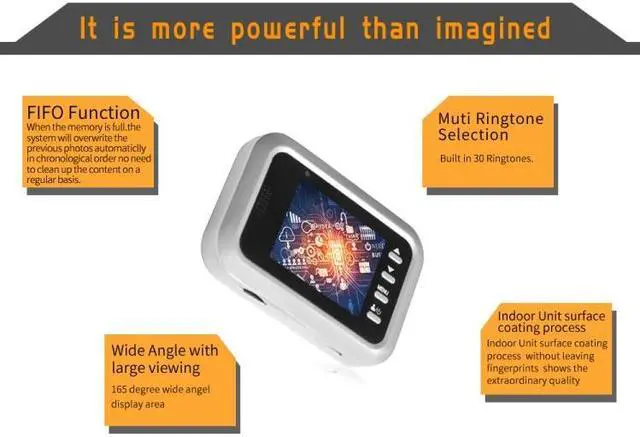 Alt view image 5 of 7 - Video Doorbell Camera, W8-S 2.4 inch Screen 2.0MP Security Camera No Disturb Peephole Viewer, Support TF Card (Silver)