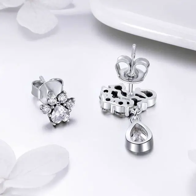 Alt view image 2 of 7 - S925 Sterling Silver Cat Retro Earrings Female Earrings SCE424