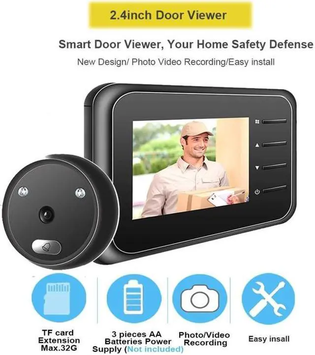 Alt view image 2 of 7 - R11 2.4 inch TFT LCD Display Night Vision Photo Video Electronic Cat Eye Doorbell