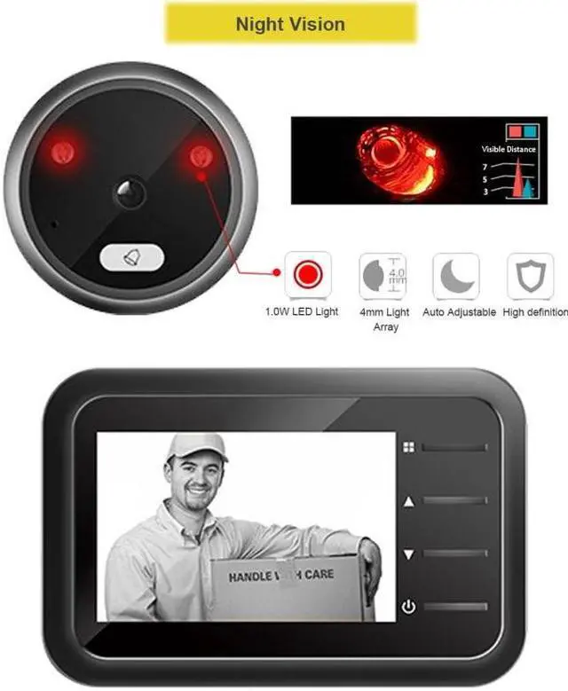 Alt view image 3 of 7 - R11 2.4 inch TFT LCD Display Night Vision Photo Video Electronic Cat Eye Doorbell