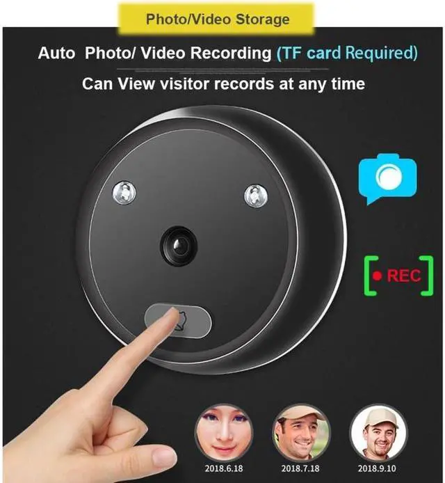 Alt view image 4 of 7 - R11 2.4 inch TFT LCD Display Night Vision Photo Video Electronic Cat Eye Doorbell