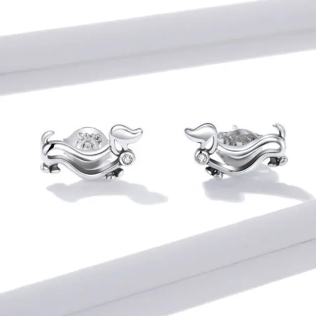 Alt view image 2 of 7 - S925 Sterling Silver Cute Dog Women Earrings Cute Dog