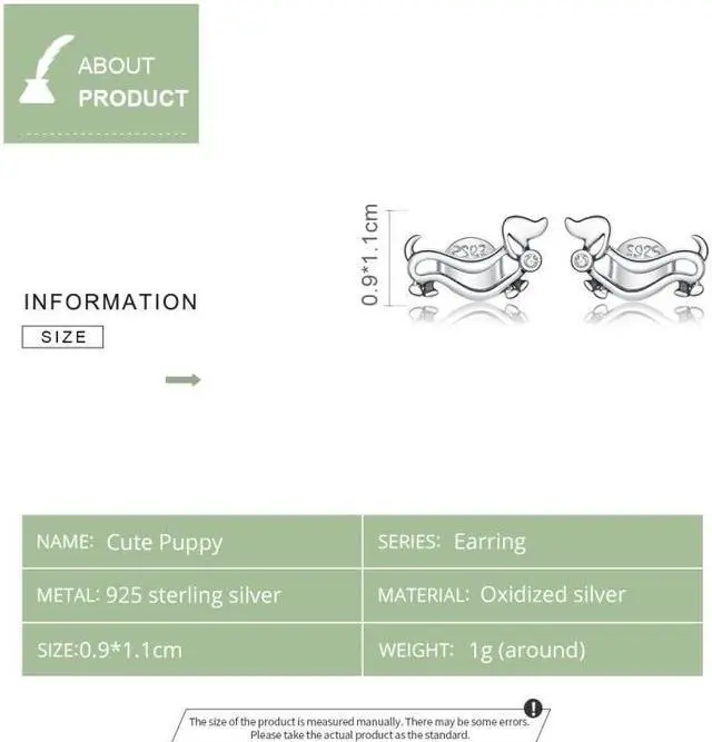 Alt view image 4 of 7 - S925 Sterling Silver Cute Dog Women Earrings Cute Dog