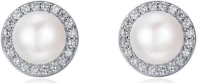 Main image of Simple Pearl Diamond Ladies Temperament Earrings S925 Sterling Silver Earrings SCE122
