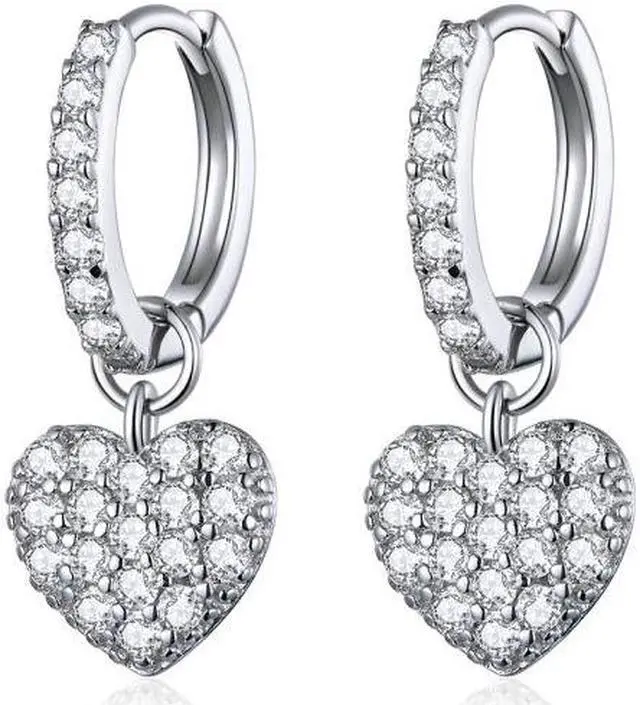 Main image of Heart-shaped Earrings Zircon Earrings Sterling Silver S925 Stud Earrings SCE821
