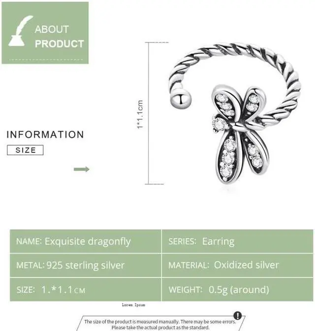 Alt view image 4 of 7 - S925 Sterling Silver Exquisite Dragonfly Women Earrings Dragonfly