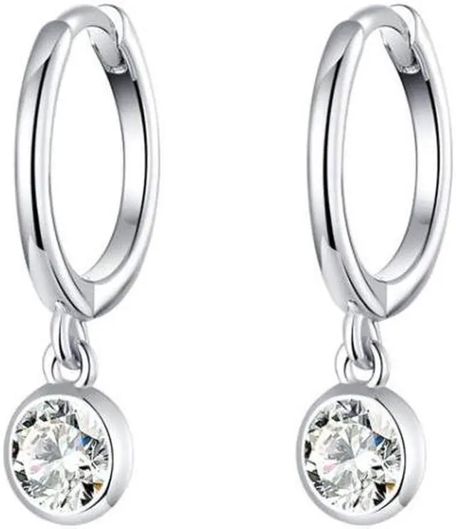 Main image of S925 Sterling Silver Platinum-plated Earrings Temperament Zircon Earrings SCE830