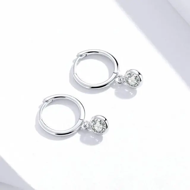 Alt view image 2 of 6 - S925 Sterling Silver Platinum-plated Earrings Temperament Zircon Earrings SCE830