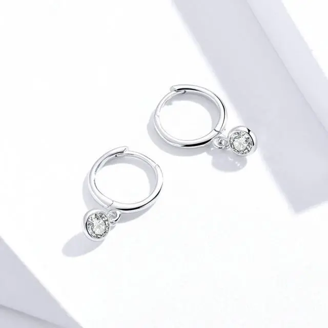 Alt view image 3 of 6 - S925 Sterling Silver Platinum-plated Earrings Temperament Zircon Earrings SCE830