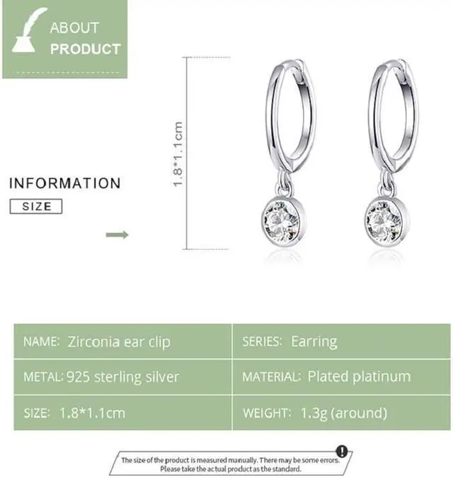 Alt view image 5 of 6 - S925 Sterling Silver Platinum-plated Earrings Temperament Zircon Earrings SCE830