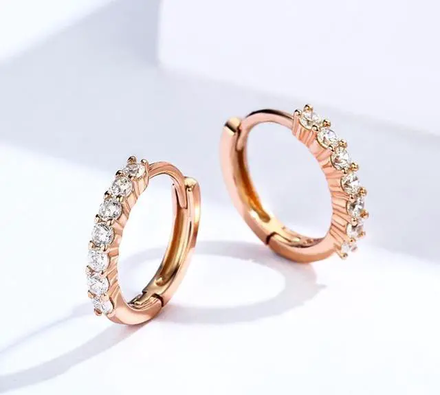 Alt view image 3 of 6 - S925 Sterling Silver Jewelry Earrings Inlaid Zircon Earrings (Rose Gold)