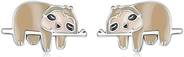 Main image of S925 Sterling Silver Cute Sloth Ear Studs Women Earrings Cute Sloth