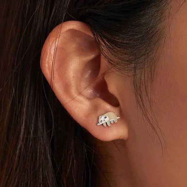 Alt view image 7 of 7 - S925 Sterling Silver Cute Sloth Ear Studs Women Earrings Cute Sloth