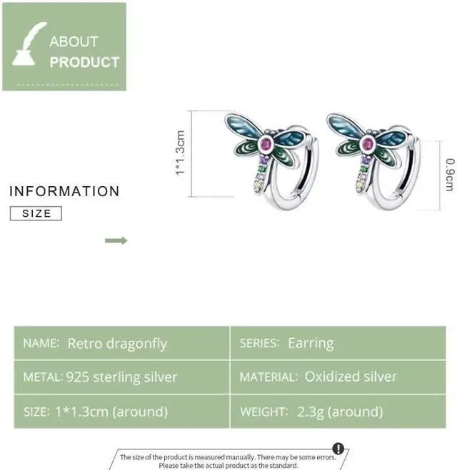 Alt view image 4 of 7 - S925 Sterling Silver Vintage Dragonfly Ear Studs Women Earrings Vintage Dragonfly