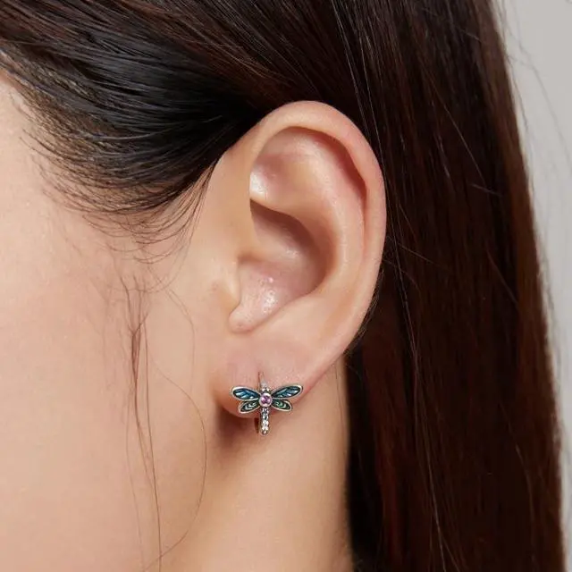 Alt view image 6 of 7 - S925 Sterling Silver Vintage Dragonfly Ear Studs Women Earrings Vintage Dragonfly