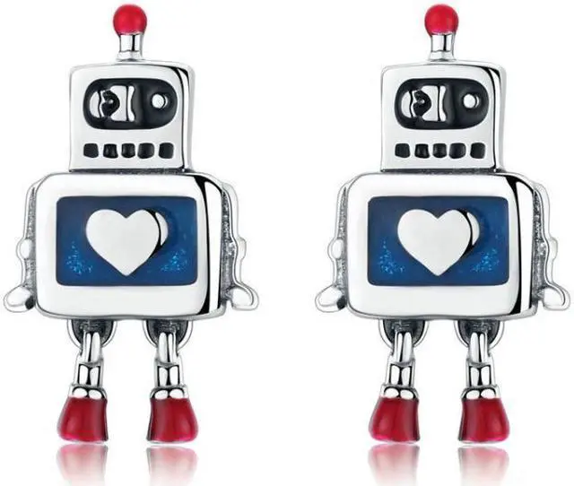 Main image of Robot S925 Sterling Silver Earrings Dripping Oil Hypoallergenic Earrings SCE477