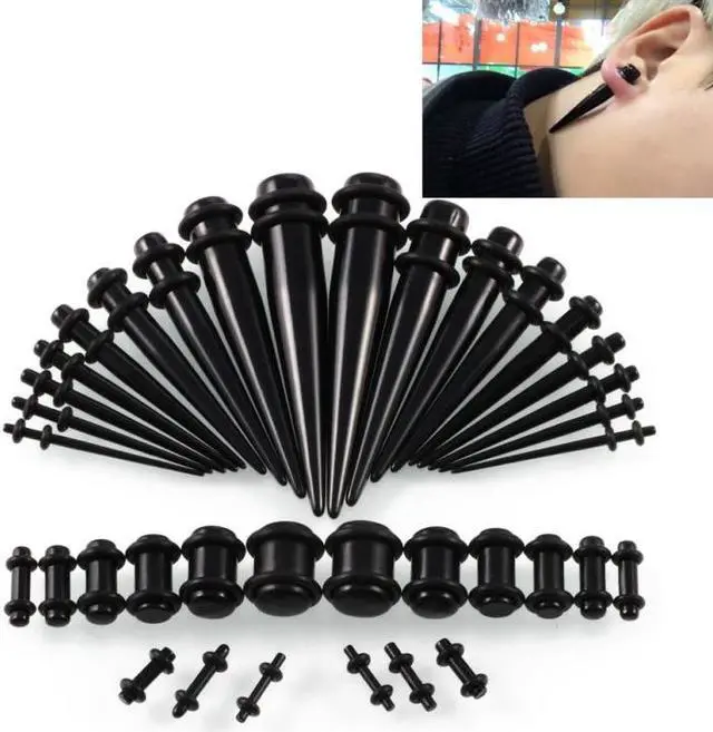 Main image of 36PCS Unisex Acrylic Ear Expansion Ear Extender 14G-00G Accessories Set (Black)