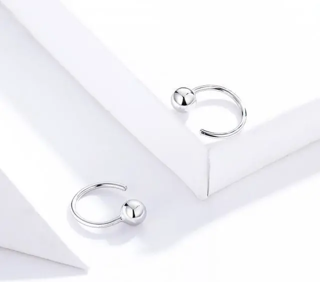 Alt view image 2 of 7 - Sterling Silver Earrings Simple Platinum-plated Earrings Temperament Small Ball Earrings SCE782-A