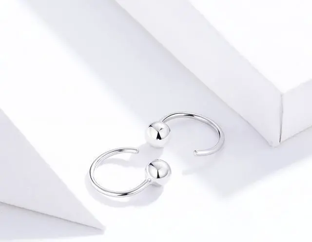 Alt view image 3 of 7 - Sterling Silver Earrings Simple Platinum-plated Earrings Temperament Small Ball Earrings SCE782-A