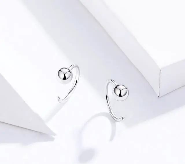 Alt view image 4 of 7 - Sterling Silver Earrings Simple Platinum-plated Earrings Temperament Small Ball Earrings SCE782-A