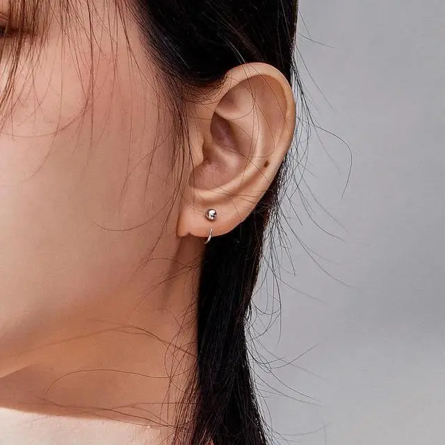 Alt view image 7 of 7 - Sterling Silver Earrings Simple Platinum-plated Earrings Temperament Small Ball Earrings SCE782-A