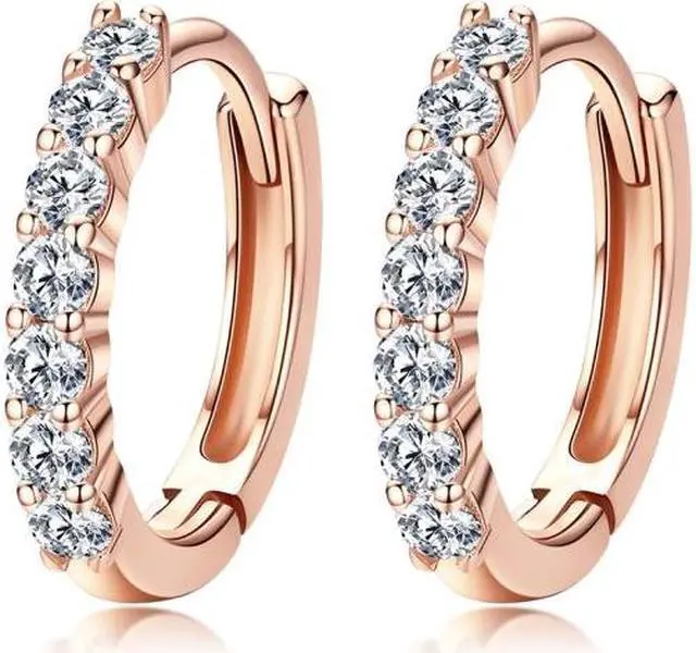 Main image of S925 Sterling Silver Jewelry Earrings Inlaid Zircon Earrings (Rose Gold)