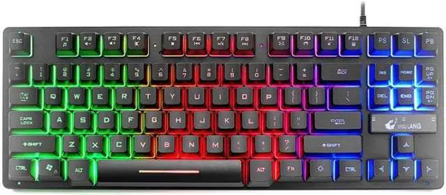 Main image of ZIYOULANG K16 87 Keys Colorful Mixed Light Gaming Notebook Manipulator Keyboard, Cable Length: 1.5m, Size:K16