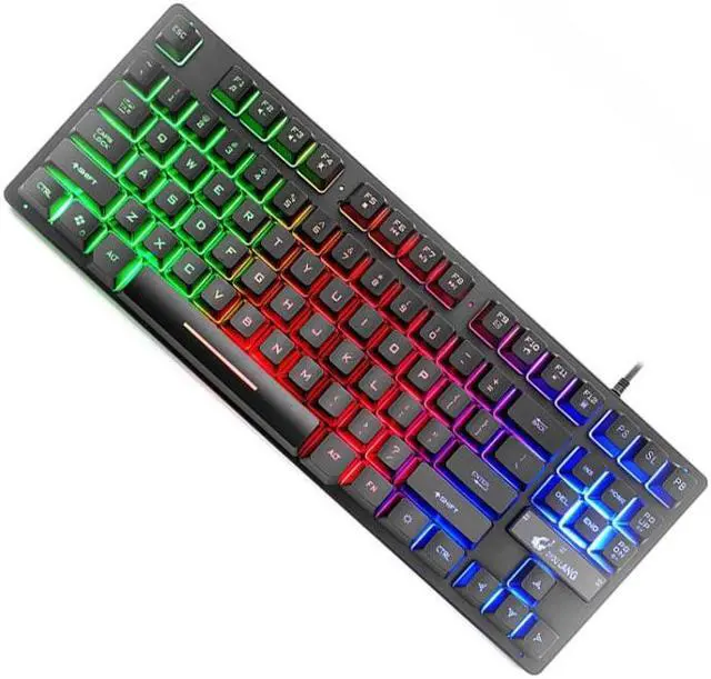 Alt view image 2 of 7 - ZIYOULANG K16 87 Keys Colorful Mixed Light Gaming Notebook Manipulator Keyboard, Cable Length: 1.5m, Size:K16