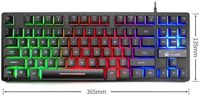 Alt view image 3 of 7 - ZIYOULANG K16 87 Keys Colorful Mixed Light Gaming Notebook Manipulator Keyboard, Cable Length: 1.5m, Size:K16