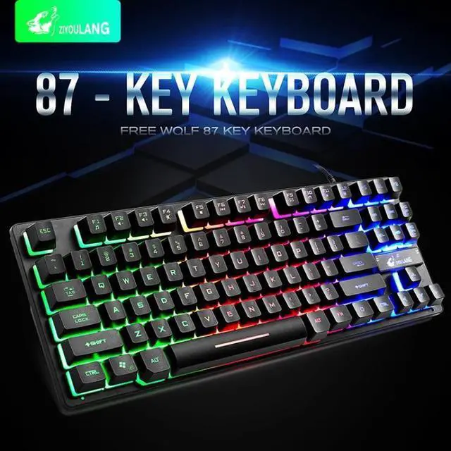 Alt view image 4 of 7 - ZIYOULANG K16 87 Keys Colorful Mixed Light Gaming Notebook Manipulator Keyboard, Cable Length: 1.5m, Size:K16
