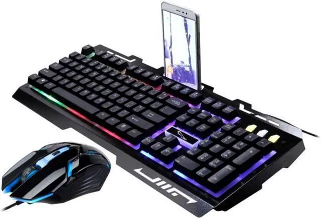 Alt view image 2 of 7 - G700 USB RGB Backlight Wired Optical Gaming Mouse and Keyboard Set, Keyboard Cable Length: 1.35m, Mouse Cable Length: 1.3m (Black)