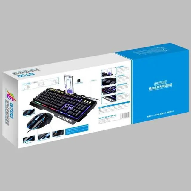 Alt view image 3 of 7 - G700 USB RGB Backlight Wired Optical Gaming Mouse and Keyboard Set, Keyboard Cable Length: 1.35m, Mouse Cable Length: 1.3m (Black)