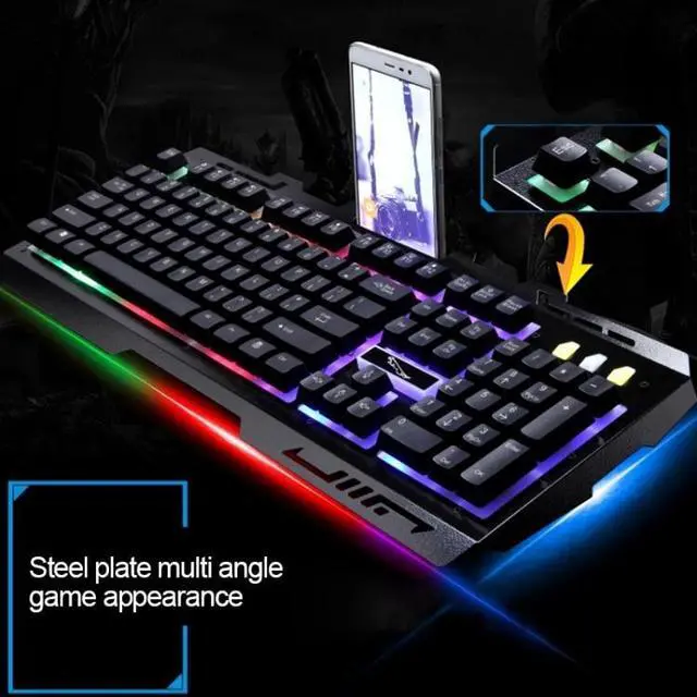Alt view image 4 of 7 - G700 USB RGB Backlight Wired Optical Gaming Mouse and Keyboard Set, Keyboard Cable Length: 1.35m, Mouse Cable Length: 1.3m (Black)
