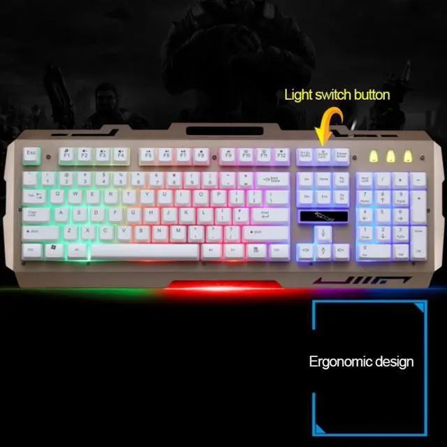 Alt view image 5 of 7 - G700 USB RGB Backlight Wired Optical Gaming Mouse and Keyboard Set, Keyboard Cable Length: 1.35m, Mouse Cable Length: 1.3m (Black)