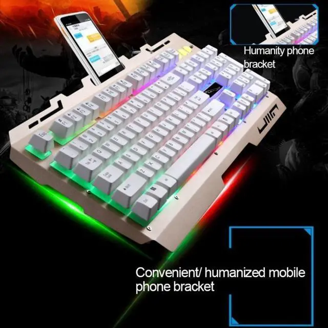 Alt view image 6 of 7 - G700 USB RGB Backlight Wired Optical Gaming Mouse and Keyboard Set, Keyboard Cable Length: 1.35m, Mouse Cable Length: 1.3m (Black)