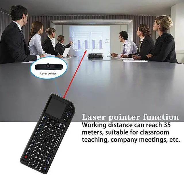 Alt view image 3 of 7 - A8 Mini Wireless Mouse And Keyboard With Laser Touchpad Keyboard, Colour: English Colorful Backlight, Size:English Colorful Backlight